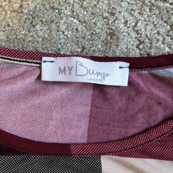 My Bump Maternity Bodycon Casual Short Sleeve Large Plaid Dress - Picture 4 of 4